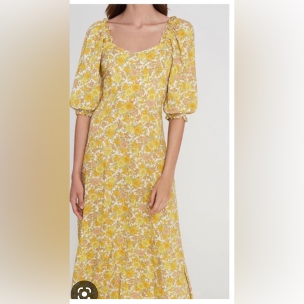 Faithfull The Brand Romantic Vintage Floral Midi Dress NWT